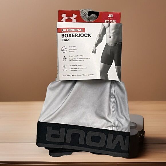 Under Armour UA Original BoxerJock Boxer Briefs Mens Size 3XL Gray 6 Inch Inseam - Picture 1 of 7